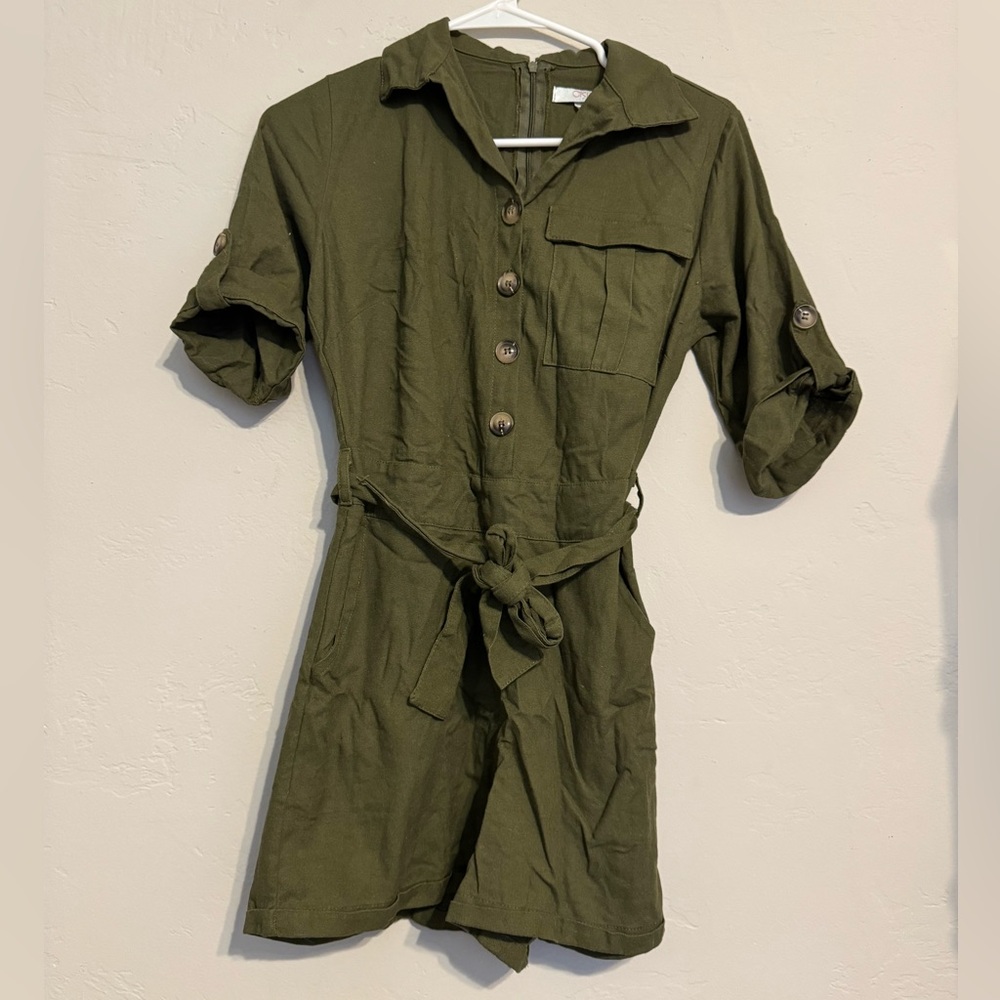 Cklass Green Utility Style Romper/Playsuit (S)